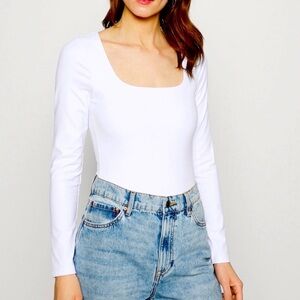Abercrombie & Fitch Off-White Scoop Neck Bodysuit